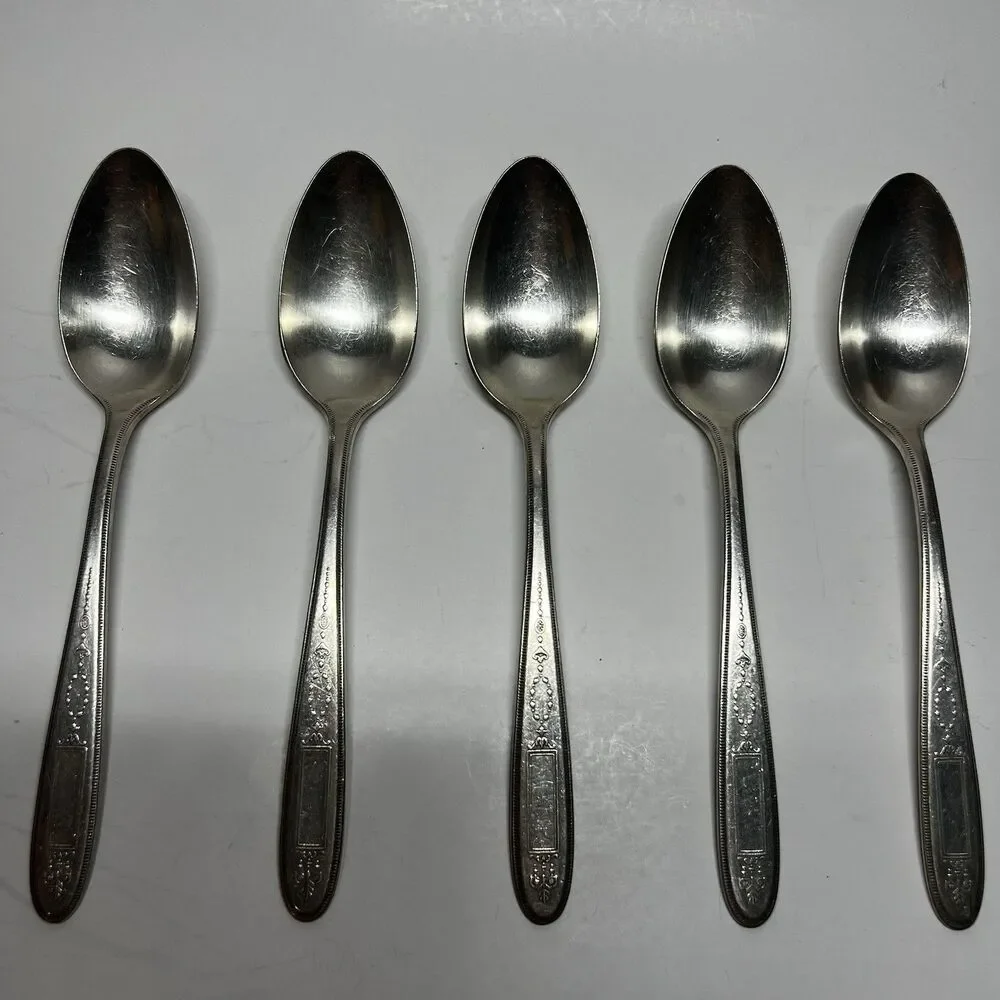 Vintage 1921 Oneida Community Plate GROSVENOR Silverplate Teaspoons Set of 5